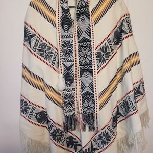 VTG Tejidos Diaz Long Cape, Poncho One size fits all fish Motif Wool